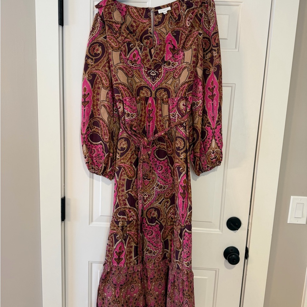 Vibrant Long Sleeve Paisley Dress